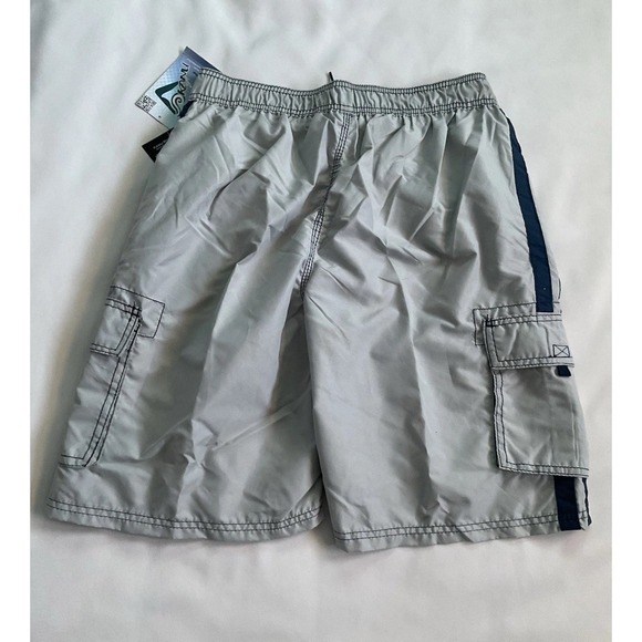 Kanu Surf Board Shorts Silver Swim Beach Cargo Pockets Lined Drawstring Size M - Picture 2 of 7